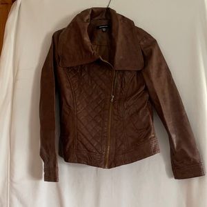 Brown Faux Leather Jacket